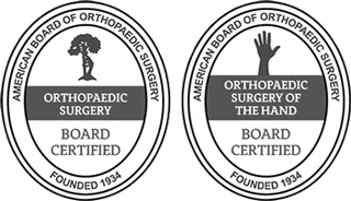 Certification seals: American Board of Orthopaedic Surgery, with the Surgery of the Hand subspecialty certificate.