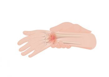 Illustration of a person gripping their wrist in pain.